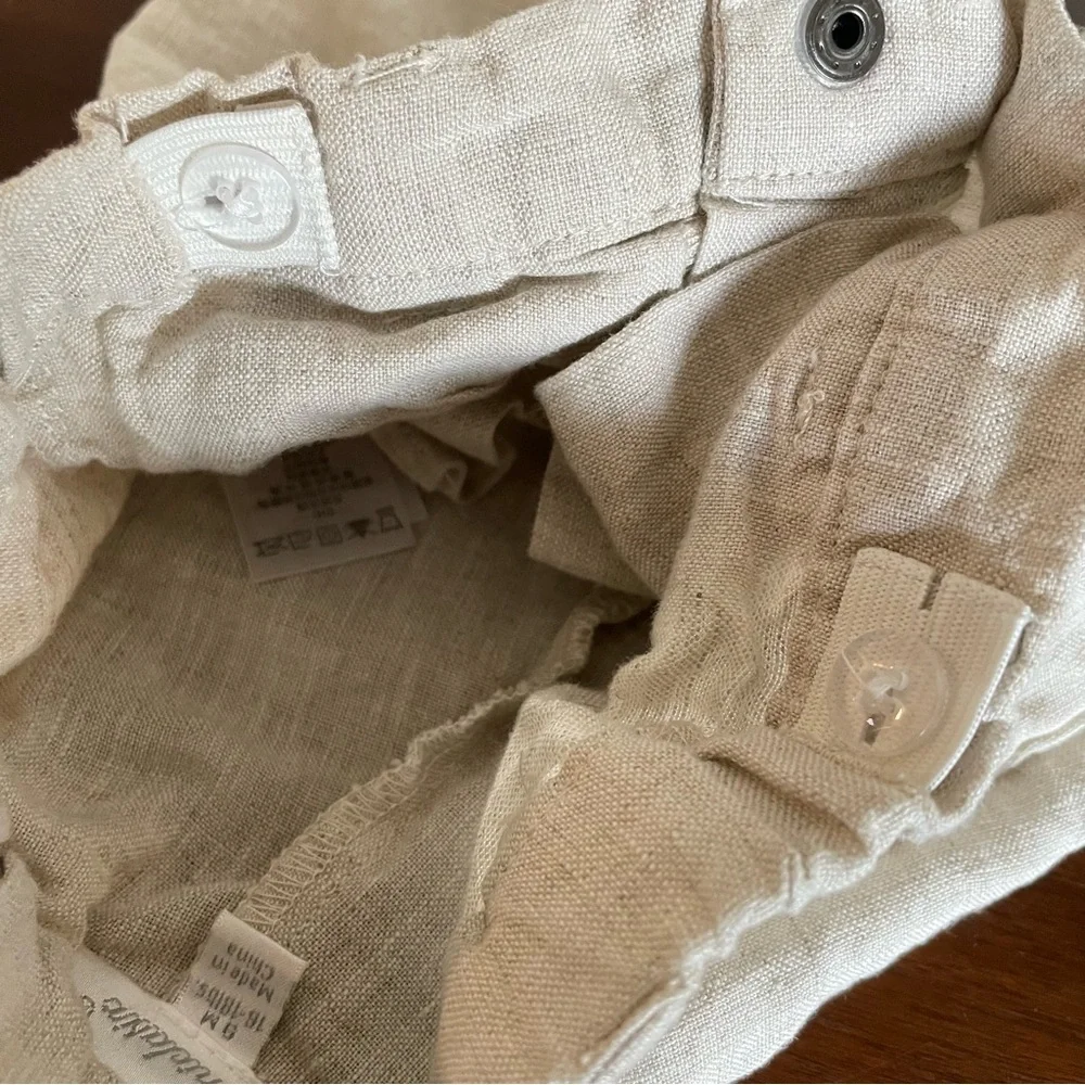 Miniclasix 100% Linen Pants Baby Boy 9M Cream Dress Pants Adjustable Waist - Picture 5 of 10